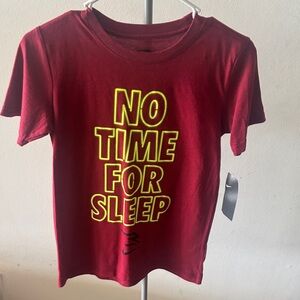 Nike Kids Maroon Tee with Yellow Graphic "No Time For Sleep"